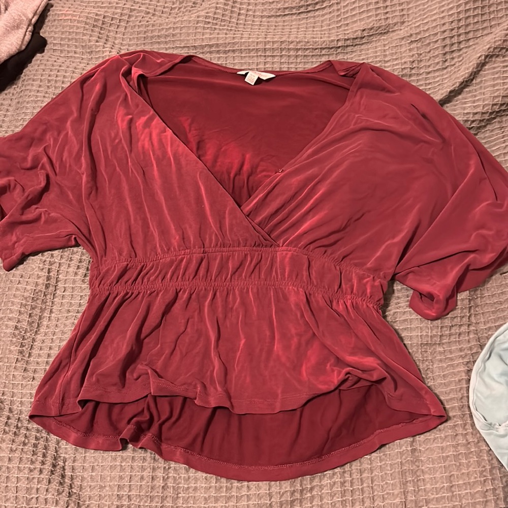 Lucky Brand M Maroon Blouse